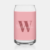 Girly Monogram en Naam roze blush rood Blikvorm Glas (Achterkant)