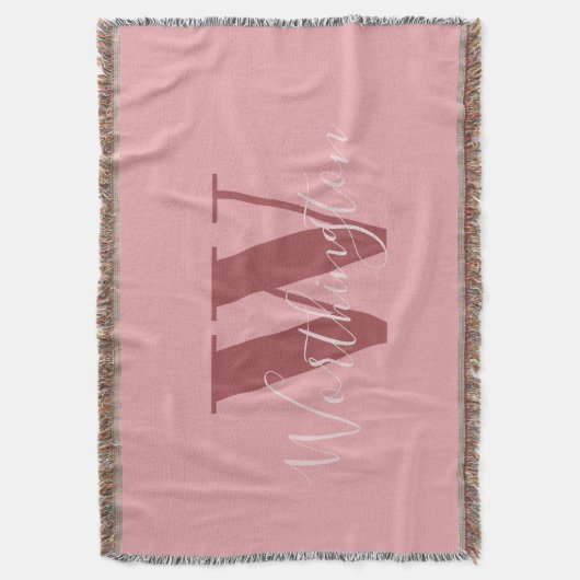 Girly Monogram en Naam roze blush rood Deken (Voorkant Verticaal)