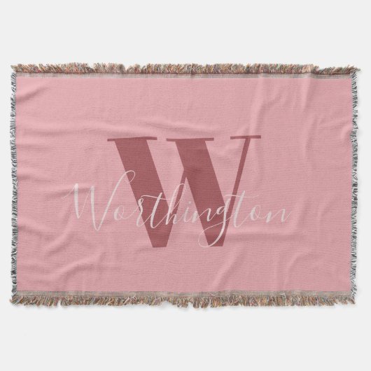 Girly Monogram en Naam roze blush rood Deken (Voorkant)