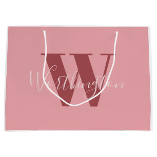 Girly Monogram en Naam roze blush rood Groot Cadeauzakje