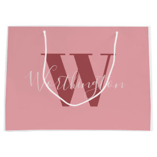 Girly Monogram en Naam roze blush rood Groot Cadeauzakje