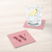 Girly Monogram en Naam roze blush rood Kartonnen Onderzetters (Insitu)