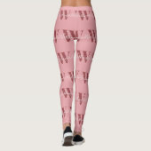 Girly Monogram en Naam roze blush rood Leggings (Achterkant)