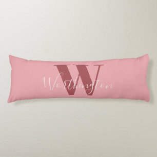 Girly Monogram en Naam roze blush rood Lichaamskussen