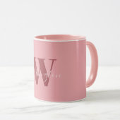 Girly Monogram en Naam roze blush rood Mok (Voorkant rechts)