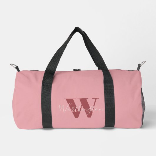 Girly Monogram en Naam roze blush rood Plunjezak (Voorkant)