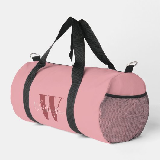 Girly Monogram en Naam roze blush rood Plunjezak (Rechterhoek)