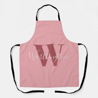 Girly Monogram en Naam roze blush rood Schort