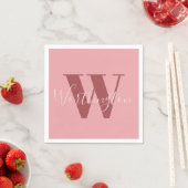 Girly Monogram en Naam roze blush rood Servet (Insitu)