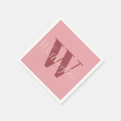 Girly Monogram en Naam roze blush rood Servet (Hoek)