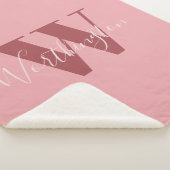 Girly Monogram en Naam roze blush rood Sherpa Deken (3/4)