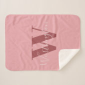 Girly Monogram en Naam roze blush rood Sherpa Deken (Voorkant (horizontaal))