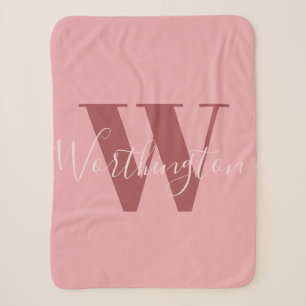 Girly Monogram en Naam roze blush rood Sherpa Deken