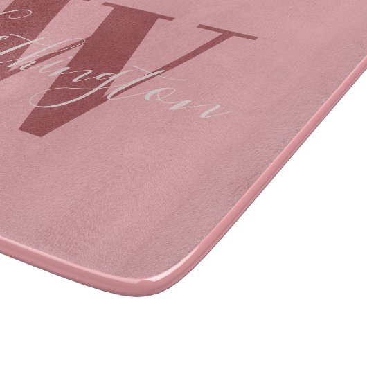Girly Monogram en Naam roze blush rood Snijplank (Hoek)