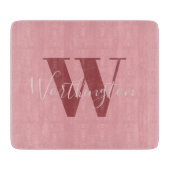 Girly Monogram en Naam roze blush rood Snijplank (Voorkant)