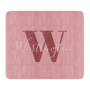 Girly Monogram en Naam roze blush rood Snijplank