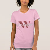 Girly Monogram en Naam roze blush rood T-shirt (Voorkant)