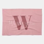 Girly Monogram en Naam roze blush rood Theedoek (Horizontaal)