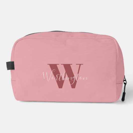 Girly Monogram en Naam roze blush rood Toilettasje (Voorkant)