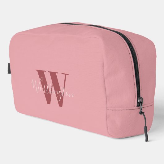 Girly Monogram en Naam roze blush rood Toilettasje (Rechterhoek)