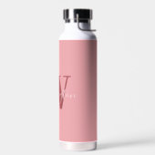 Girly Monogram en Naam roze blush rood Waterfles (Links)