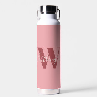 Girly Monogram en Naam roze blush rood Waterfles