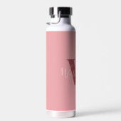 Girly Monogram en Naam roze blush rood Waterfles (Rechts)