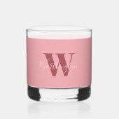 Girly Monogram en Naam roze blush rood Whisky Glas (Voorkant)