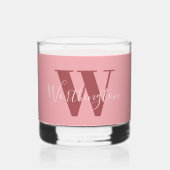 Girly Monogram en Naam roze blush rood Whisky Glas (Achterkant)