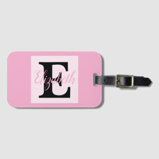 Girly Monogram en Naam roze paarse Bagage Bagagelabel