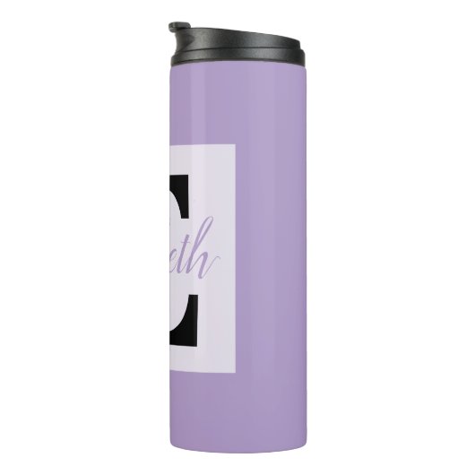 Girly Monogram en Naam roze paarse Bagage Thermosbeker (Geroteerd rechts)