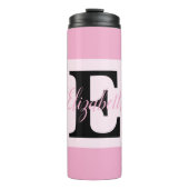 Girly Monogram en Naam roze paarse Bagage Thermosbeker (Voorkant)