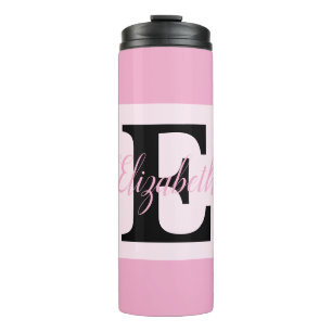 Girly Monogram en Naam roze paarse Bagage Thermosbeker