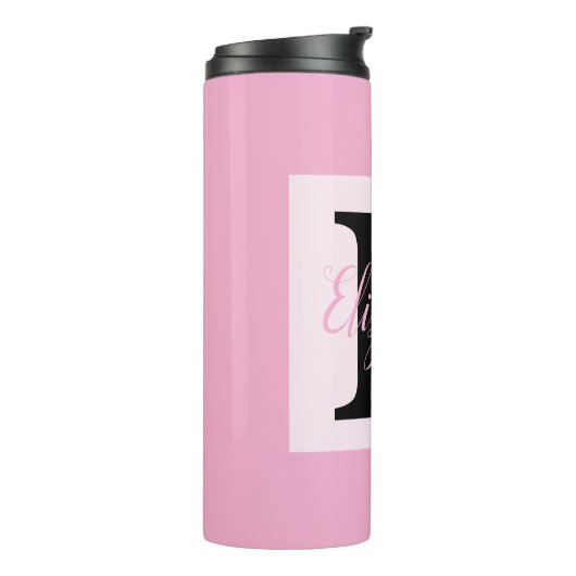 Girly Monogram en Naam roze paarse Bagage Thermosbeker (Gedraaid links)