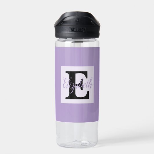 Girly Monogram en Naam roze paarse Bagage Waterfles (Achterkant)