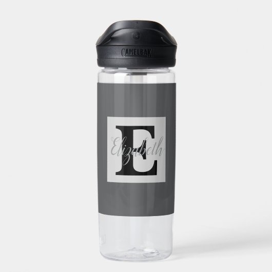 Girly Monogram en Naam roze paarse Bagage Waterfles (Achterkant)