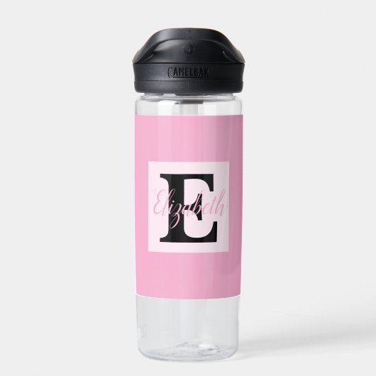 Girly Monogram en Naam roze paarse Bagage Waterfles (Achterkant)