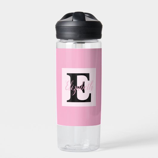 Girly Monogram en Naam roze paarse Bagage Waterfles (Voorkant)