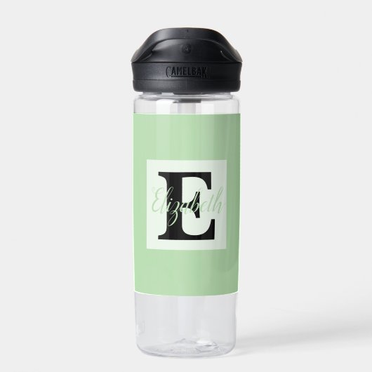 Girly Monogram en Naam roze paarse Bagage Waterfles (Achterkant)