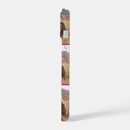 Girly Monogram Foto Vet Roze iPhone 15 Case (Linkerkant)