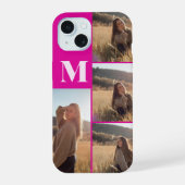 Girly Monogram Foto Vet Roze iPhone 15 Case (Achterkant)