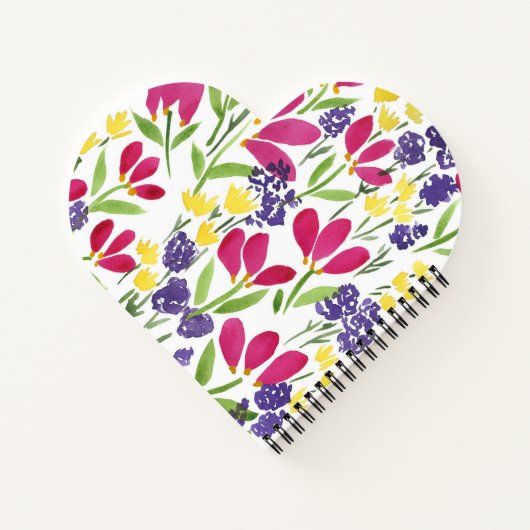 Girly Monogram Garden Flowers Roze Paars Geel Notitieboek (Achterkant)