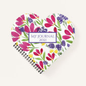 Girly Monogram Garden Flowers Roze Paars Geel Notitieboek (Voorkant)