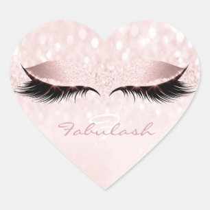 Girly Monogram Girly Glitter Pink Lashes Heart Hart Sticker