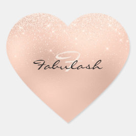 Girly Monogram Hart Glitter Roos Sweet 16th Hart Sticker