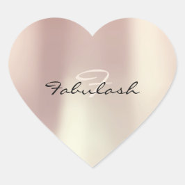 Girly Monogram Heart Glitter Roos Blush 16 Hart Sticker