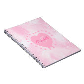 Girly Monogram Initiaal Name Pink Heart Waterverf Notitieboek (Rechterzijde)