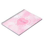 Girly Monogram Initiaal Name Pink Heart Waterverf Notitieboek (Linkerzijde)