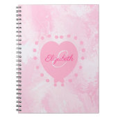 Girly Monogram Initiaal Name Pink Heart Waterverf Notitieboek (Voorkant)