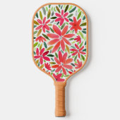Girly  Monogram Initiaal Rode Bloemen Pickleball Paddle (Voorkant)